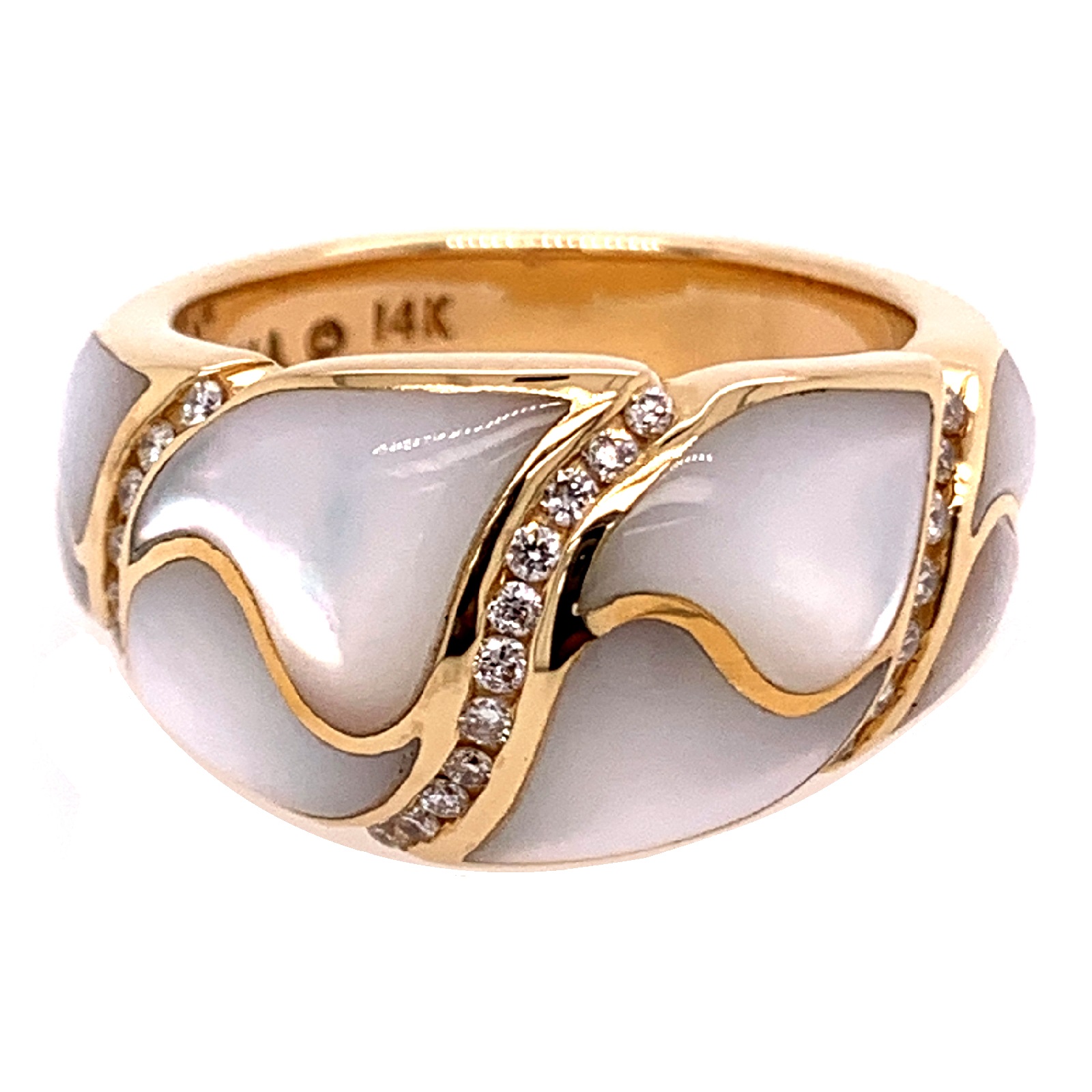 Kabana 14 Karat Rose Gold Diamond and White Mother of Pearl Ring | eBay
