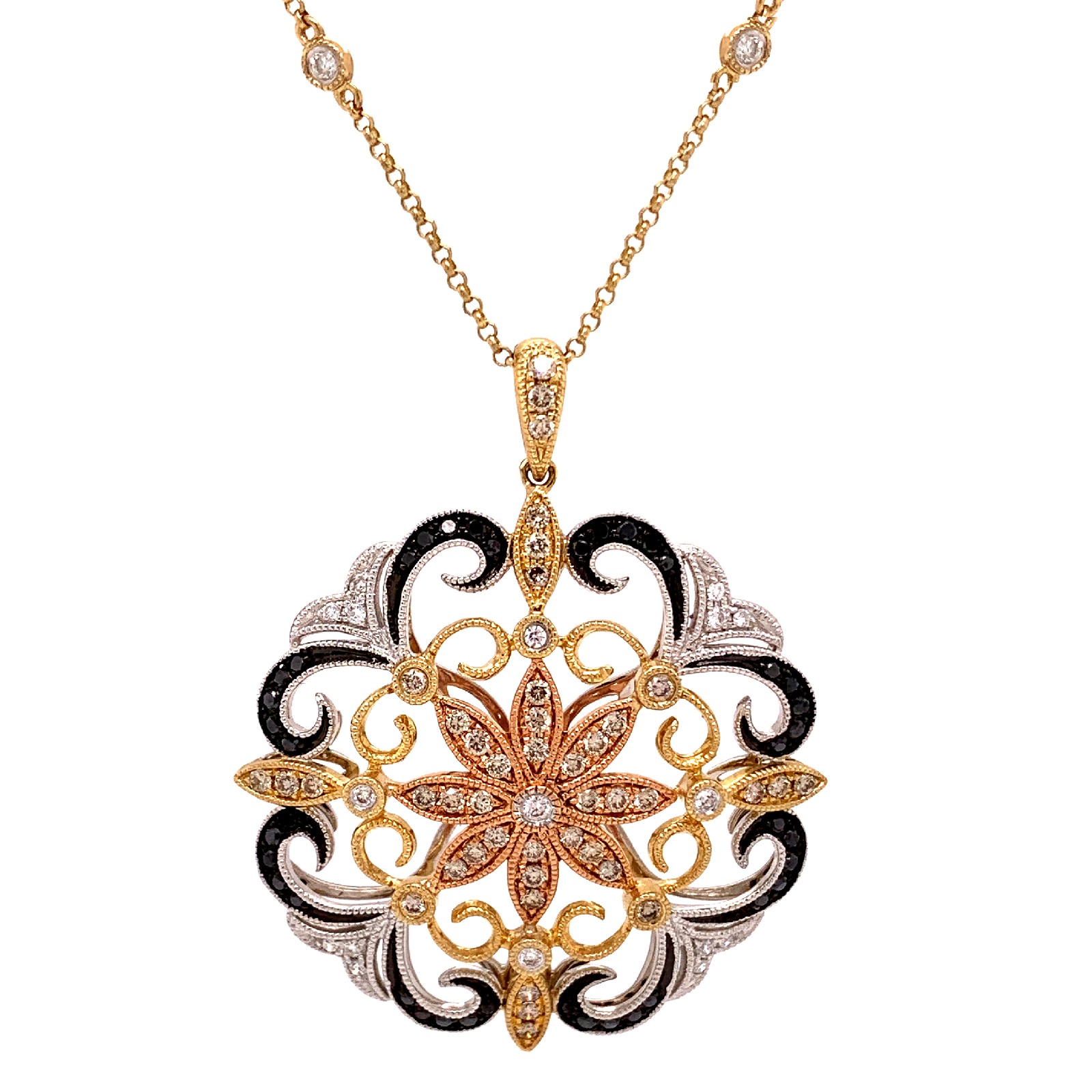 KC Designs NY 14 Karat Tri Color Gold Diamond Pendant eBay